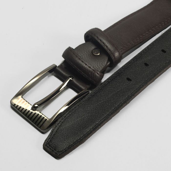 Ремень мужской "Эрнст", винт, 4 строчки, пряжка тёмный металл микс, цвет чёрный