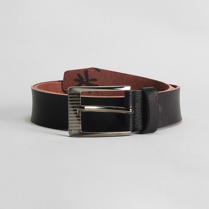 Ремень мужской "Ганс", винт, гладкий, пряжка тёмный металл микс, цвет чёрный