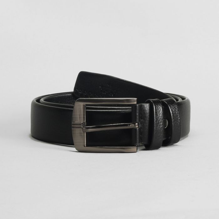 Ремень мужской "Леон", винт, пряжка тёмный металл микс, цвет чёрный