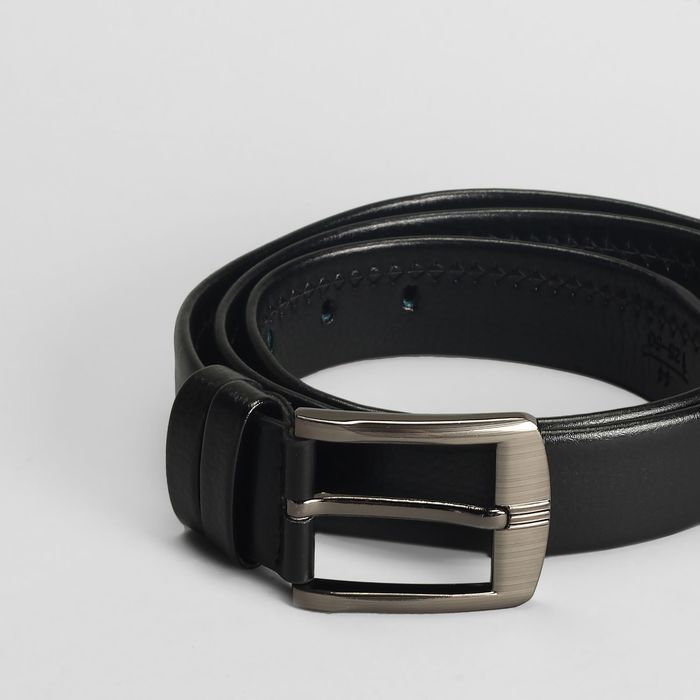 Ремень мужской "Леон", винт, пряжка тёмный металл микс, цвет чёрный