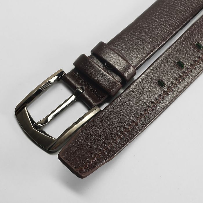 Ремень мужской "Леон", винт, пряжка тёмный металл микс, цвет коричневый