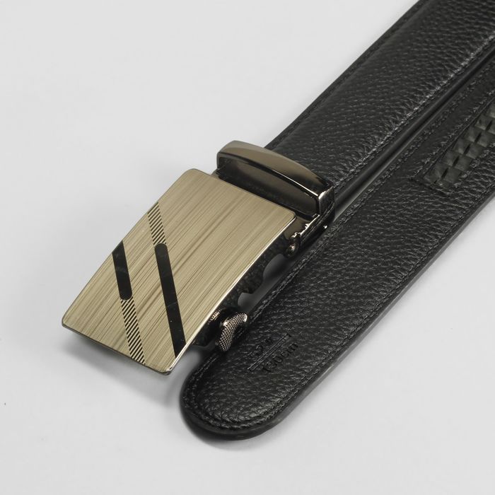 Ремень мужской, пряжка-автомат, 4 строчки, цвет чёрный