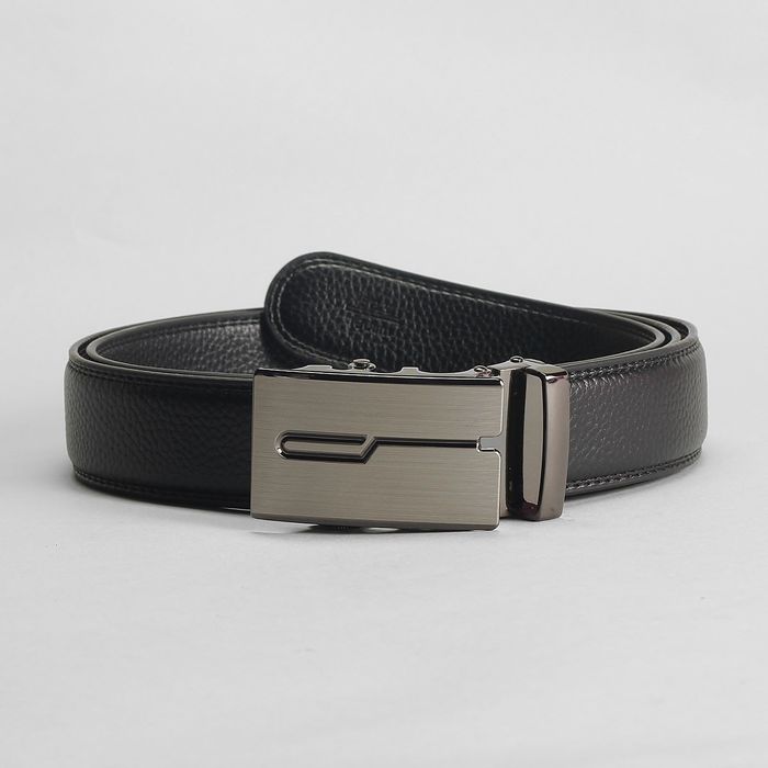 Ремень мужской, пряжка-автомат, 4 строчки, цвет чёрный