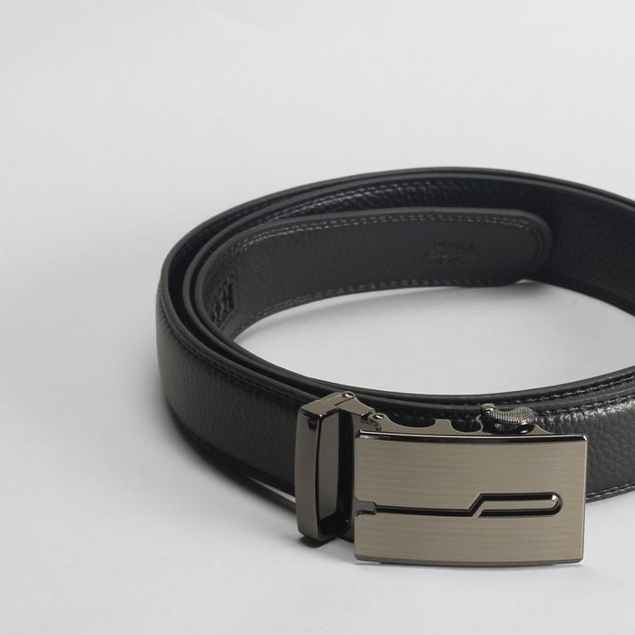 Ремень мужской, пряжка-автомат, 4 строчки, цвет чёрный