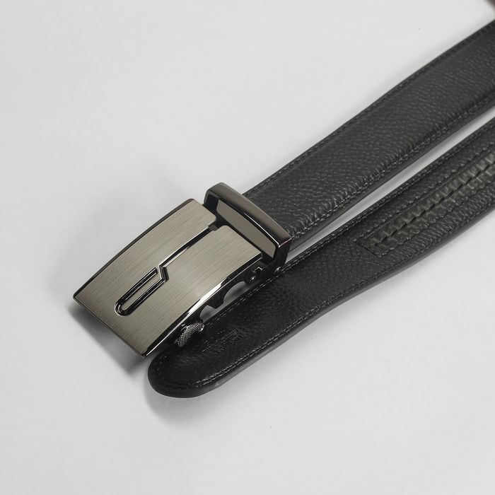 Ремень мужской, пряжка-автомат, 4 строчки, цвет чёрный