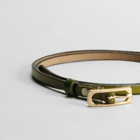 

Ремень женский, гладкий, пряжка золото, ширина - 0,9 см, цвет зелёный