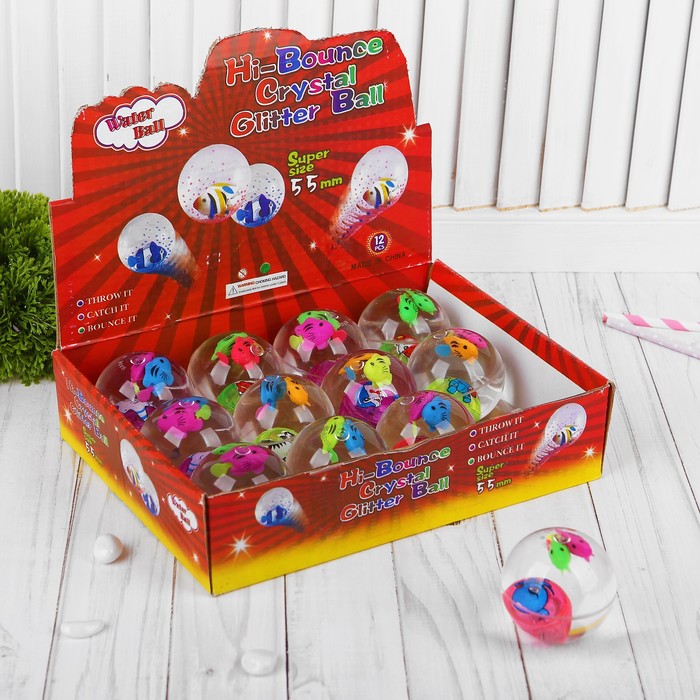 Мяч световой "Рыбки" с водой 5,5 см, цвета МИКС