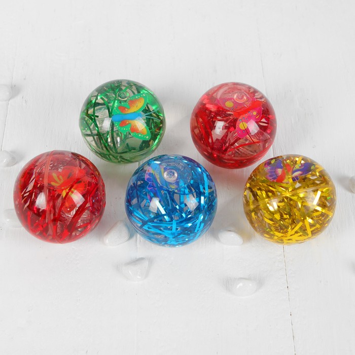 Мяч световой "Бабочка" с водой 6,5 см, цвета МИКС