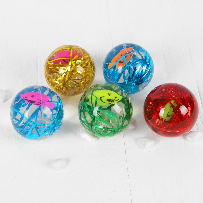 Мяч световой "Рыбка" с водой 6,5 см, цвета МИКС