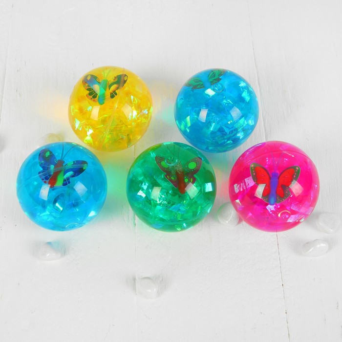 Мяч световой "Бабочка" с водой 6,5 см, цвета МИКС