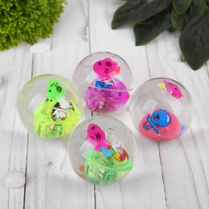 Мяч световой "Рыбка с звездами" с водой 5,5 см, цвета МИКС