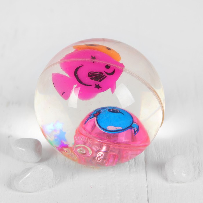 Мяч световой "Рыбки с звездами" с водой 6,5 см, цвета МИКС