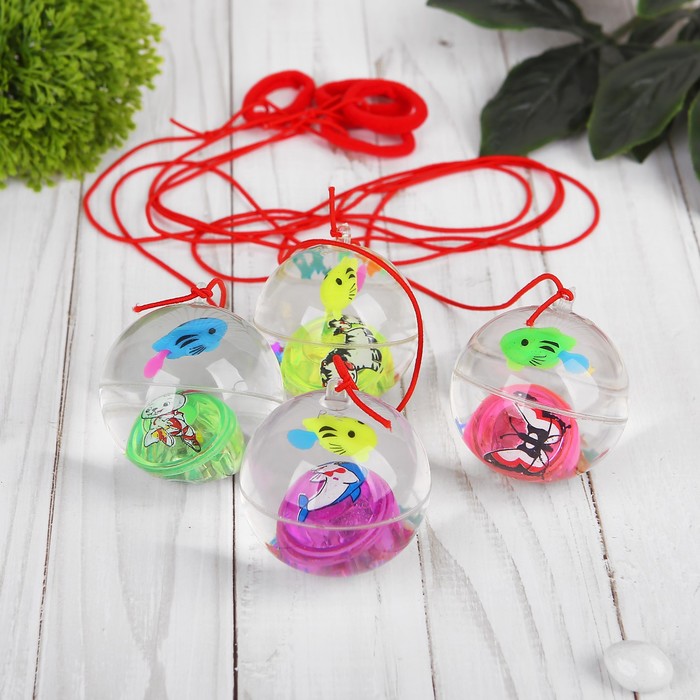 Мяч световой "Рыбка" с водой на резинке 5,5 см, цвета МИКС
