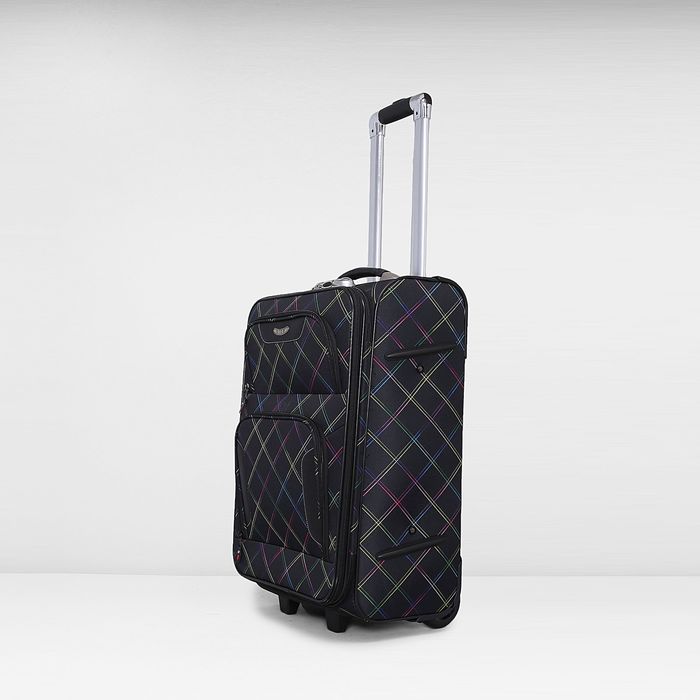 Чемодан малый с расширением 22", 1 отдел на молнии, 2 наружных кармана, 2 колеса, кодовый замок, цвет чёрный