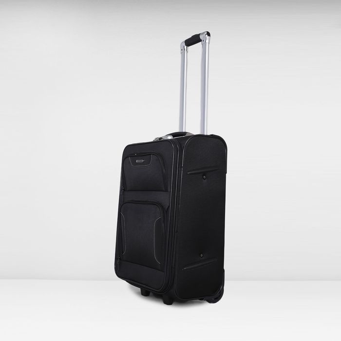 Чемодан малый, 20", 49 л, с расширением, 2 колеса, выдвижная ручка, цвет чёрный