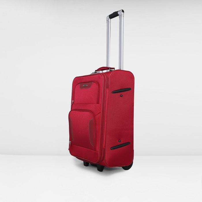 Чемодан малый, 20", 49 л, с расширением, 2 колеса, выдвижная ручка, цвет бордовый