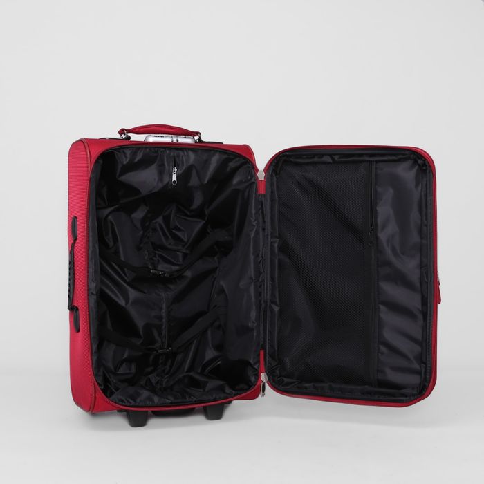 Чемодан малый, 20", 49 л, с расширением, 2 колеса, выдвижная ручка, цвет бордовый