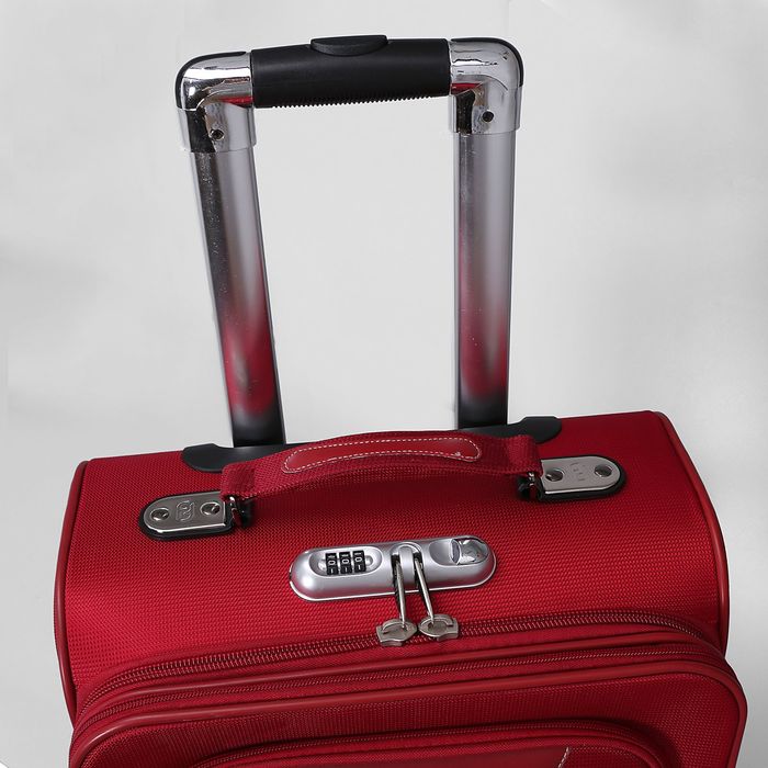 Чемодан малый, 20", 49 л, с расширением, 2 колеса, выдвижная ручка, цвет бордовый