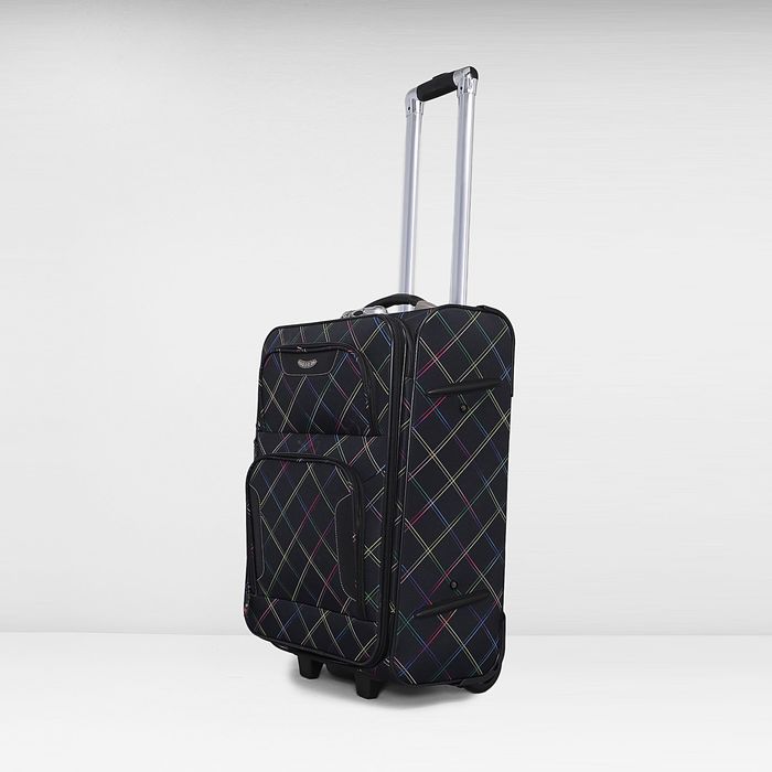 Чемодан малый, 20", 49 л, с расширением, 2 колеса, выдвижная ручка, цвет чёрный