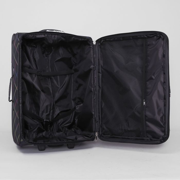 Чемодан средний с расширением 24", отдел на молнии, 2 наружных кармана, 2 колеса, кодовый замок, цвет чёрный