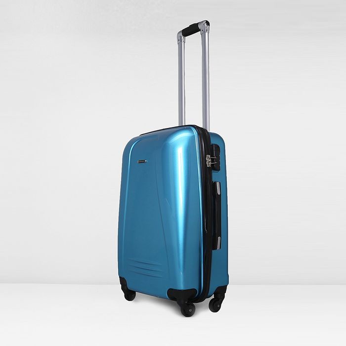 Чемодан малый, 20", 57 л, 4 колеса, кодовый замок, выдвижная ручка, цвет голубой