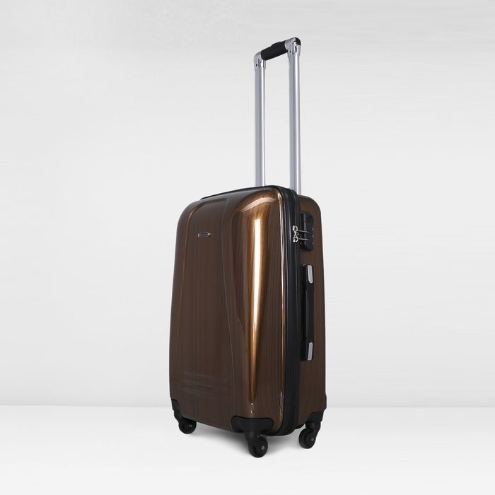 Чемодан малый, 20", 57 л, 4 колеса, кодовый замок, выдвижная ручка, цвет коричневый