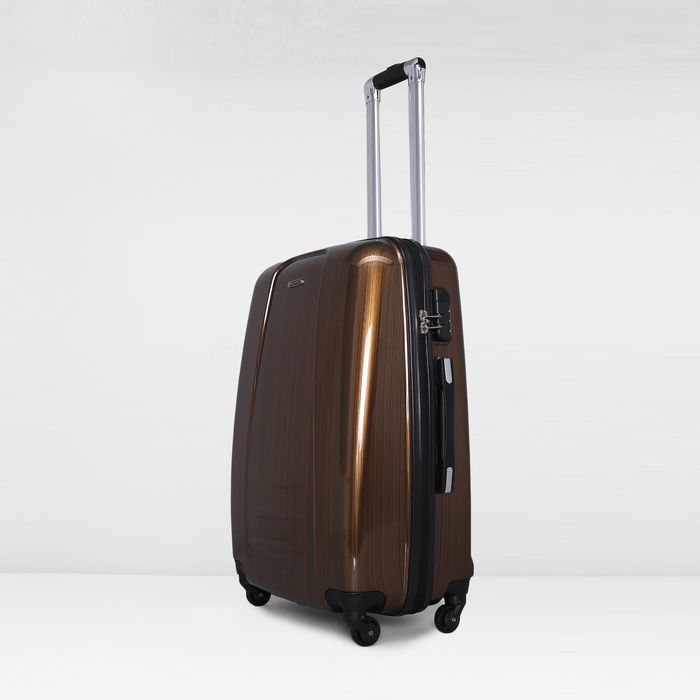 Чемодан средний, 24", 61 л, 4 колеса, кодовый замок, выдвижная ручка, цвет коричневый
