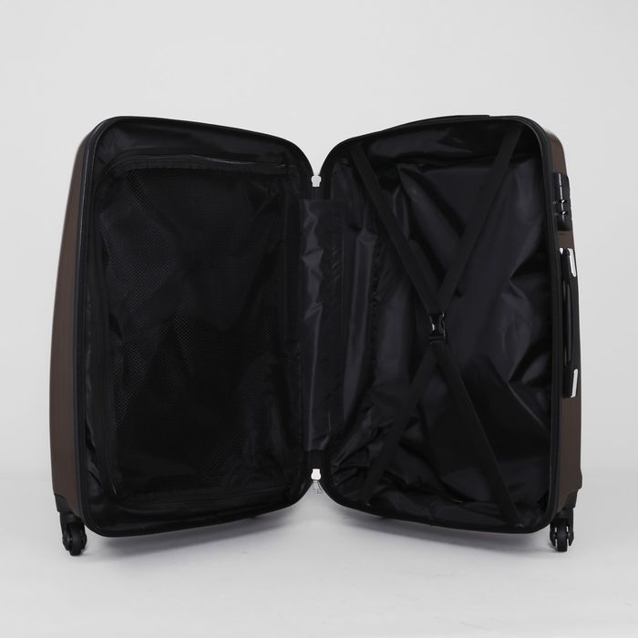 Чемодан средний, 24", 61 л, 4 колеса, кодовый замок, выдвижная ручка, цвет коричневый