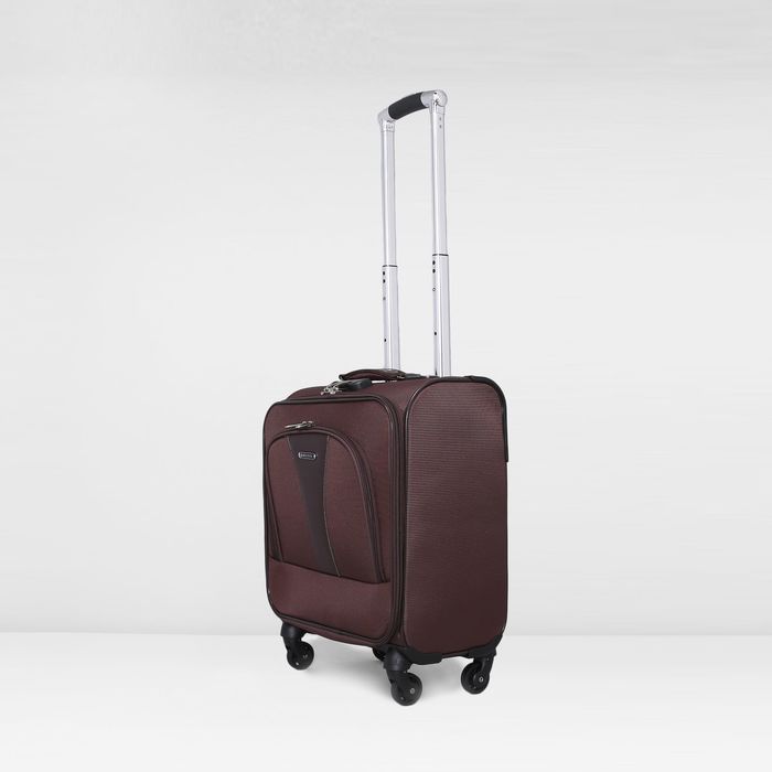 Чемодан малый 16", отдел на молнии, наружный карман, кодовый замок, 4 колеса, цвет коричневый