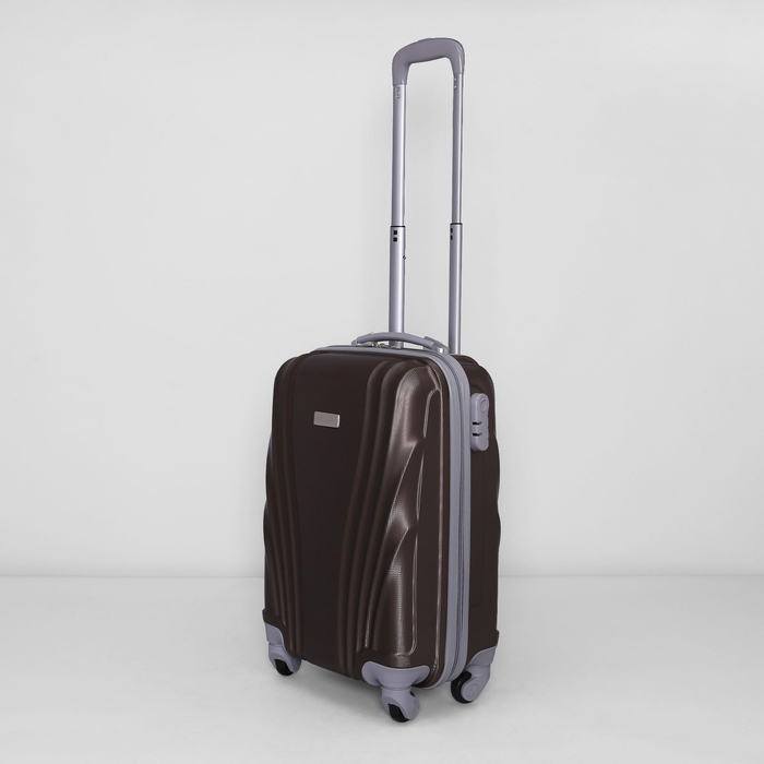 Чемодан малый, 20", 45 л, 4 колеса, кодовый замок, цвет коричневый