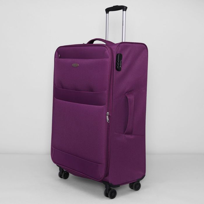 Чемодан большой, 28", 86 л, с расширением, 4 колеса, кодовый замок, цвет фиолетовый