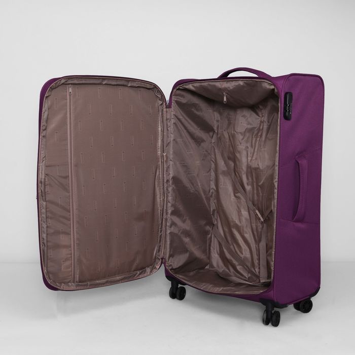 Чемодан большой, 28", 86 л, с расширением, 4 колеса, кодовый замок, цвет фиолетовый