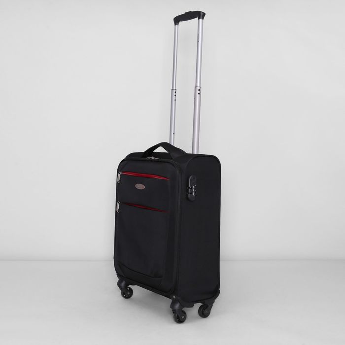 Чемодан малый, 20", 31 л, с расширением, 4 колеса, кодовый замок, цвет чёрный