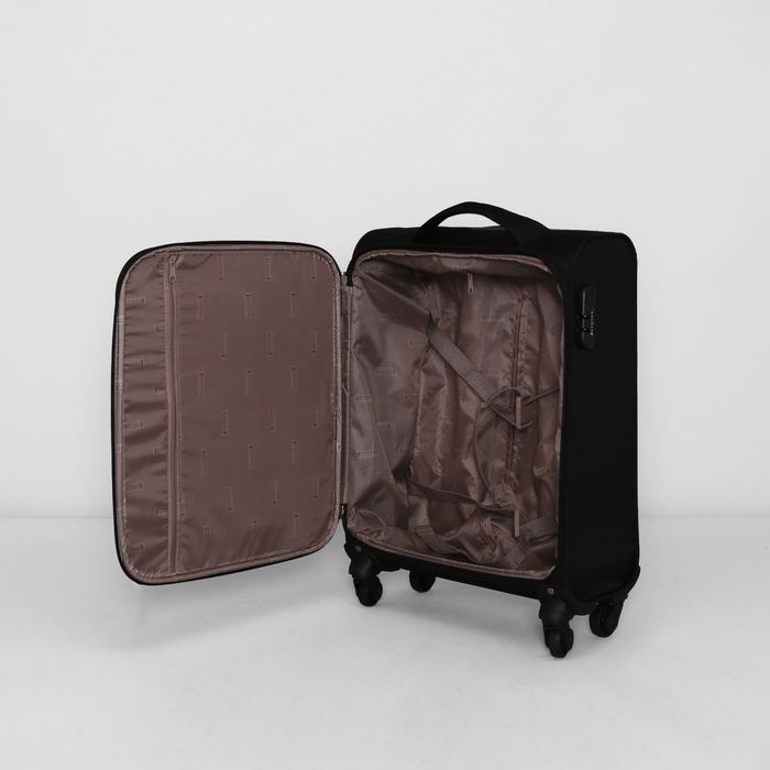 Чемодан малый, 20", 31 л, с расширением, 4 колеса, кодовый замок, цвет чёрный