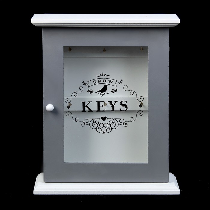 Ключница дерево со стеклом "Ключи" МИКС 21х26х7 см