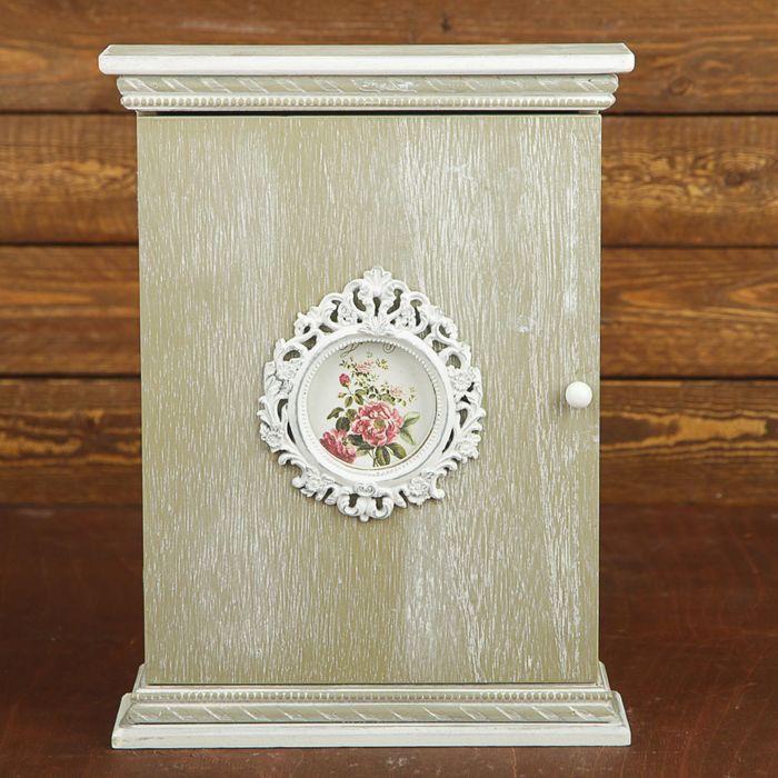 Ключница "Медальон ажурный", серая