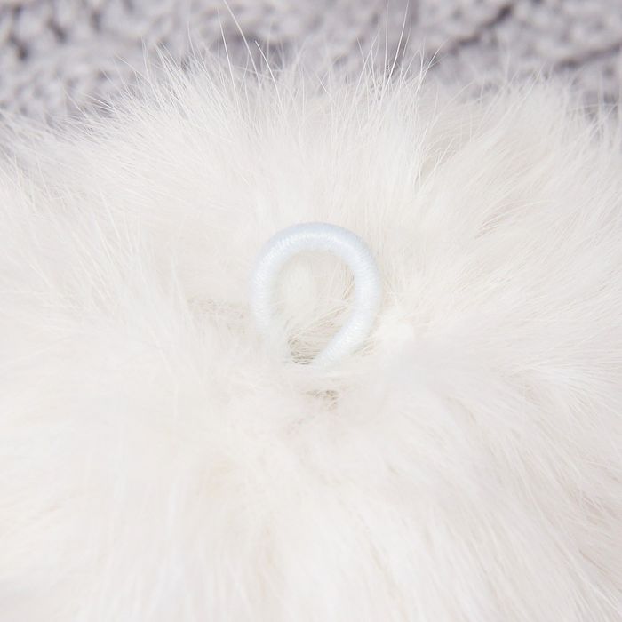 Помпон из натурального меха зайца, размер 1 шт 10 см , цвет белый