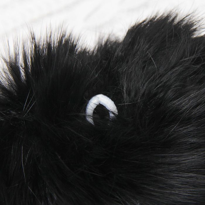 Помпон из натурального меха зайца, размер 1 шт 9 см , цвет черный