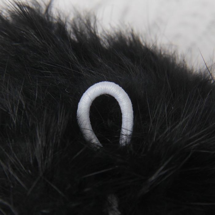 Помпон из натурального меха зайца, размер 1 шт 10 см , цвет черный