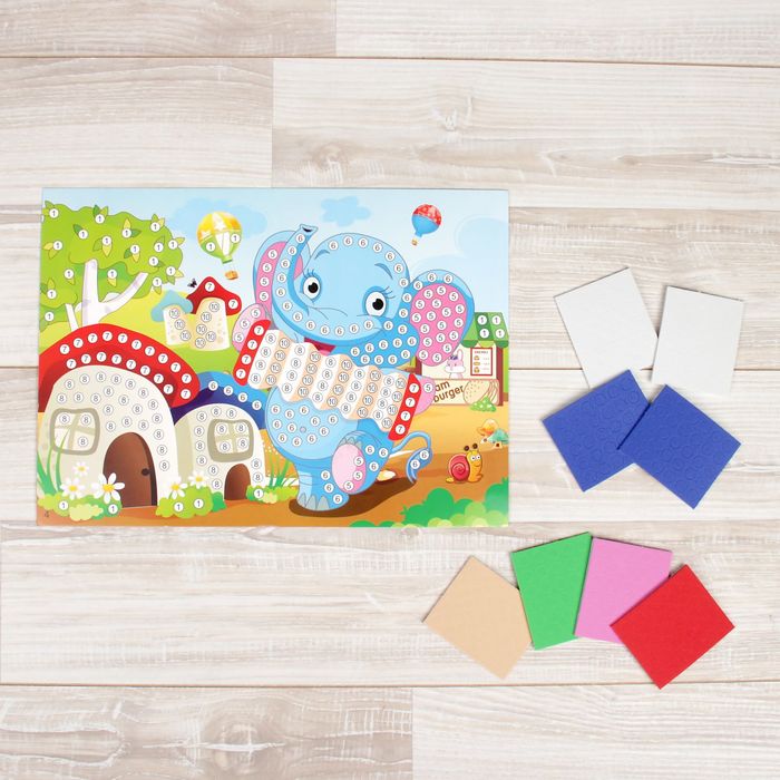 Мозаика стикерная "Слоник", круглые элементы