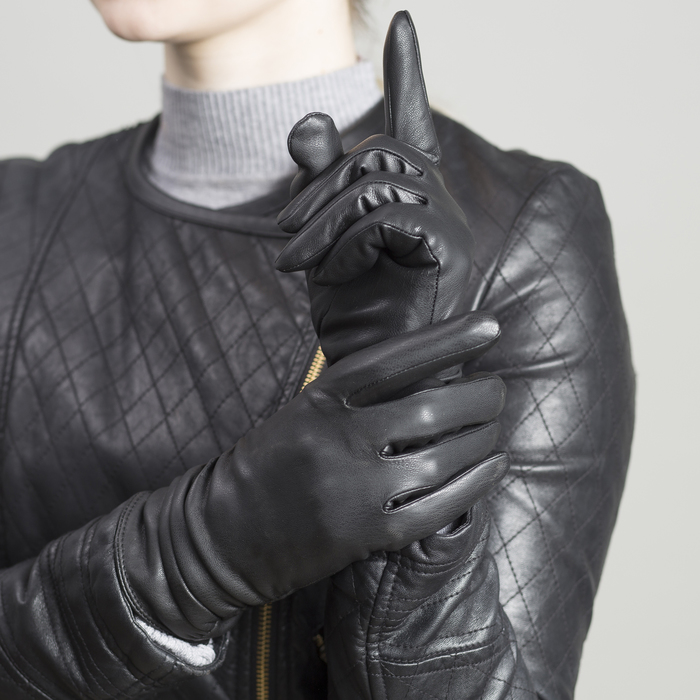 Перчатки женские, размер 8, с подкладом, цвет чёрный