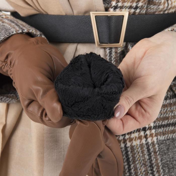 Перчатки женские, размер 8, с подкладом, цвет коричневый