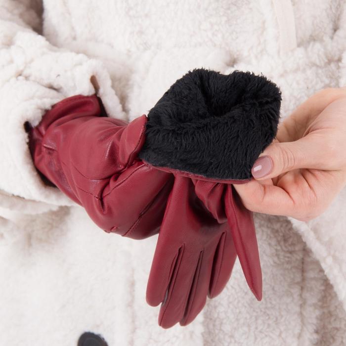 Перчатки женские, размер 6.5, с подкладом, цвет красный