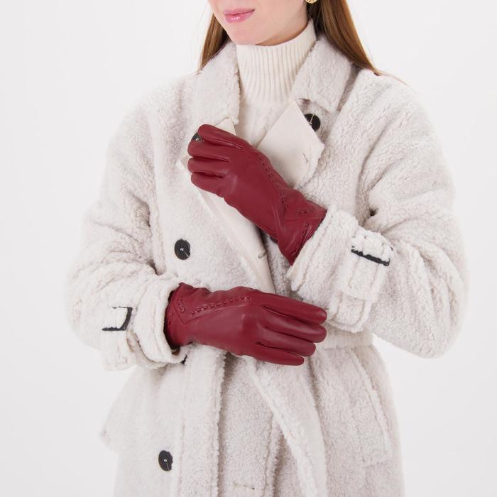 Перчатки женские, размер 7, с подкладом, цвет красный