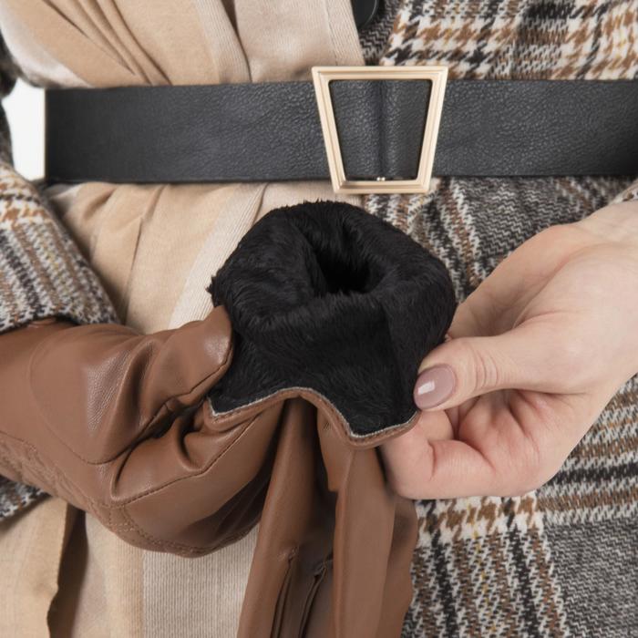 Перчатки женские, размер 7.5, с подкладом, цвет коричневый