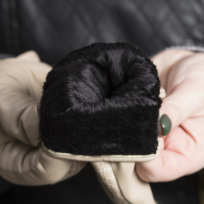 Перчатки женские, размер 7, с подкладом, цвет бежевый