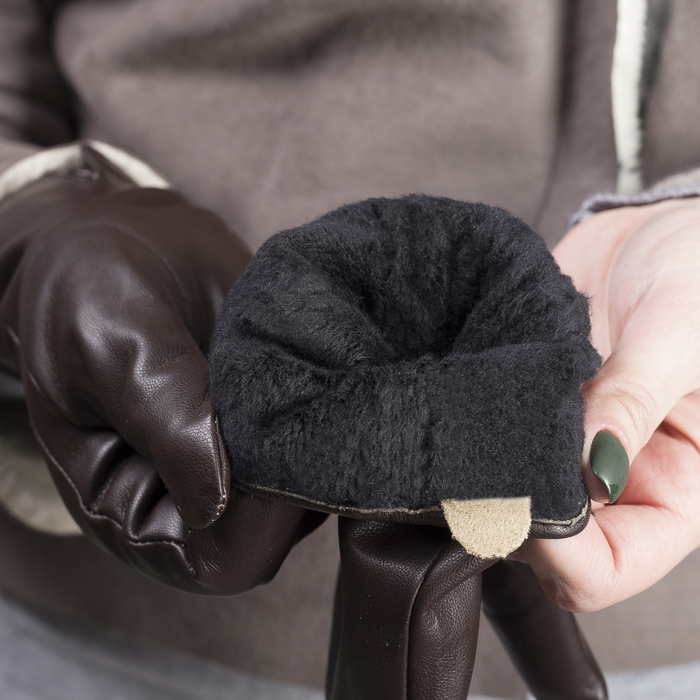 Перчатки женские, размер 7.5, с подкладом, цвет коричневый