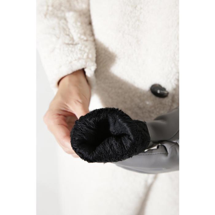 Перчатки женские, размер 6.5, с подкладом, цвет серый