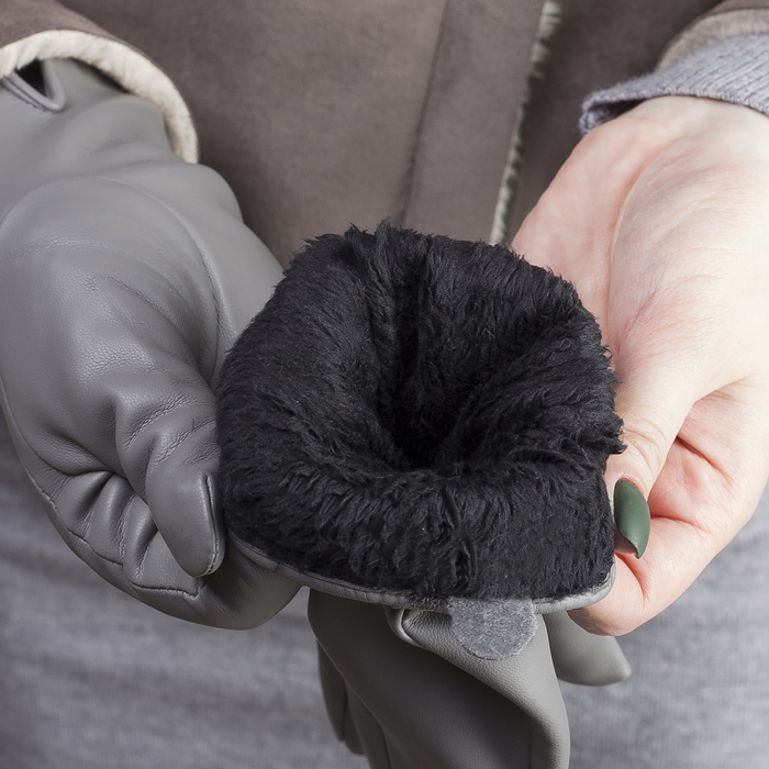 Перчатки женские, размер 8, с подкладом, цвет серый