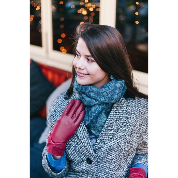 Перчатки женские, размер 7.5, с подкладом, цвет бордовый